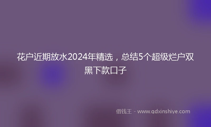 花户近期放水2024年精选，总结5个超级烂户双黑下款口子