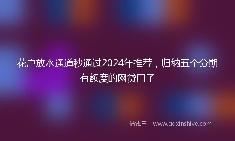 花户放水通道秒通过2024年推荐，归纳五个分期有额度的网贷口子