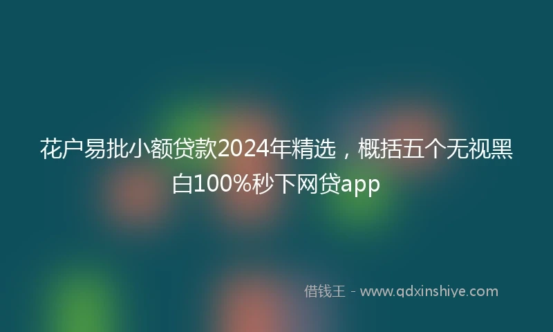 花户易批小额贷款2024年精选，概括五个无视黑白100%秒下网贷app