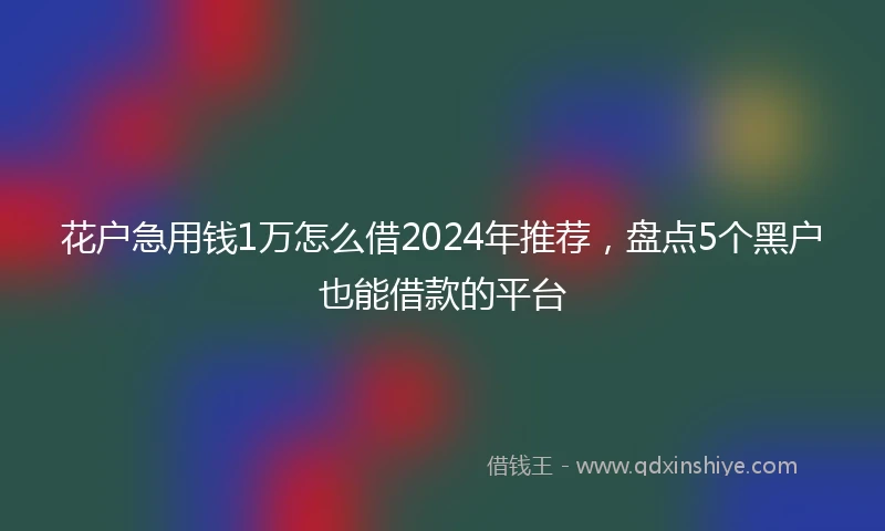 花户急用钱1万怎么借2024年推荐,盘点5个黑户也能借款的平台