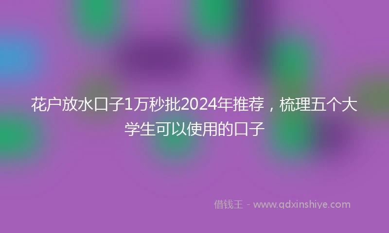 花户放水口子1万秒批2024年推荐，梳理五个大学生可以使用的口子