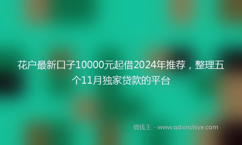 花户最新口子10000元起借2024年推荐，整理五个11月独家贷款的平台
