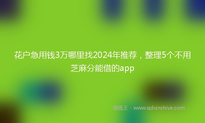 花户急用钱3万哪里找2024年推荐，整理5个不用芝麻分能借的app