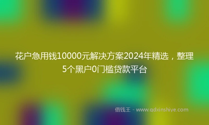 花户急用钱10000元解决方案2024年精选,整理5个黑户0门槛贷款平台