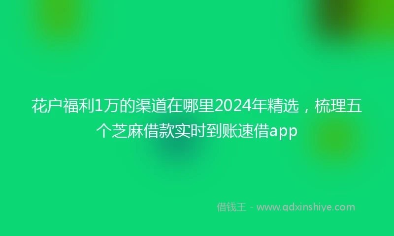 花户福利1万的渠道在哪里2024年精选，梳理五个芝麻借款实时到账速借app