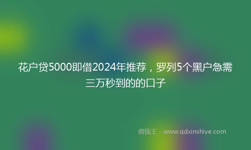 花户贷5000即借2024年推荐，罗列5个黑户急需三万秒到的的口子