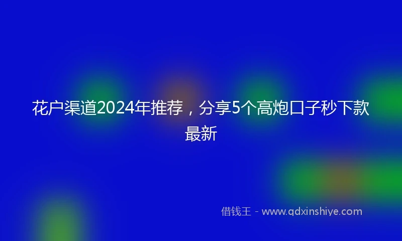 花户渠道2024年推荐，分享5个高炮口子秒下款最新