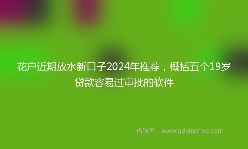 花户近期放水新口子2024年推荐，概括五个19岁贷款容易过审批的软件