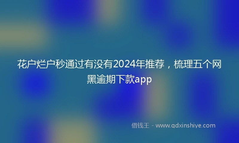 花户烂户秒通过有没有2024年推荐，梳理五个网黑逾期下款app