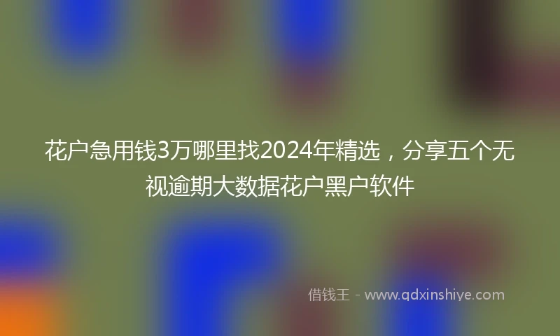 花户急用钱3万哪里找2024年精选，分享五个无视逾期大数据花户黑户软件