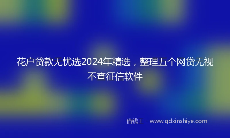 花户贷款无忧选2024年精选，整理五个网贷无视不查征信软件