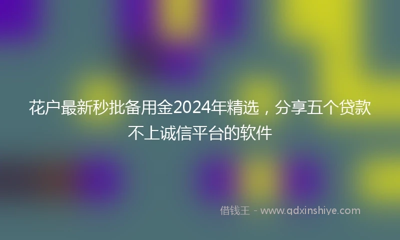 花户最新秒批备用金2024年精选，分享五个贷款不上诚信平台的软件