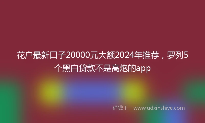 花户最新口子20000元大额2024年推荐，罗列5个黑白贷款不是高炮的app