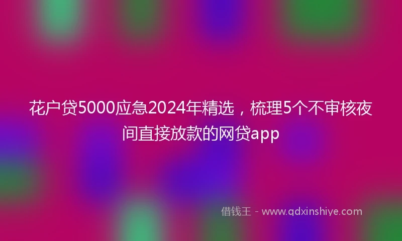 花户贷5000应急2024年精选，梳理5个不审核夜间直接放款的网贷app