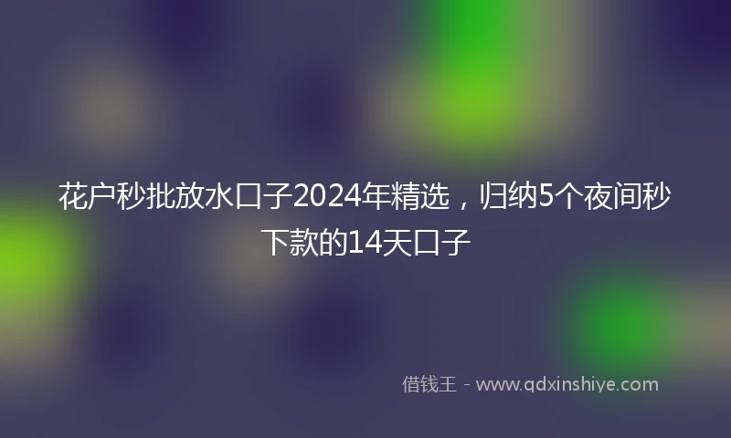 花户秒批放水口子2024年精选，归纳5个夜间秒下款的14天口子