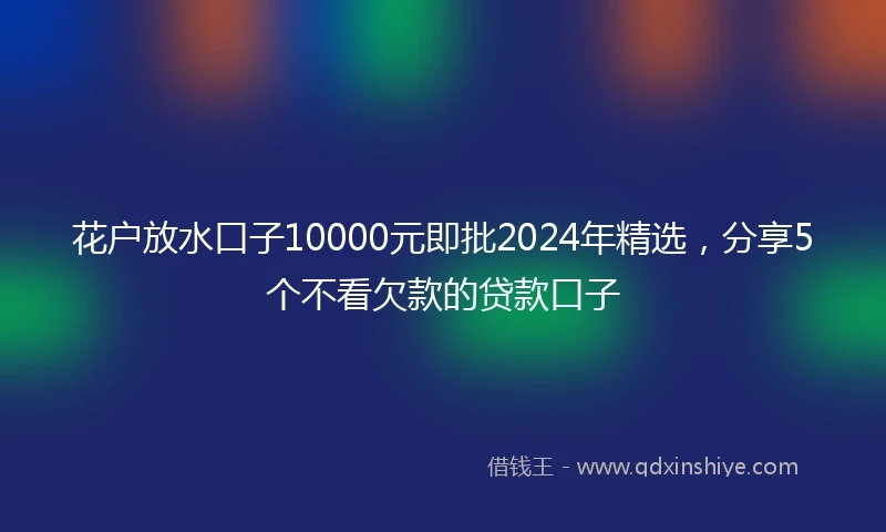 花户放水口子10000元即批2024年精选，分享5个不看欠款的贷款口子