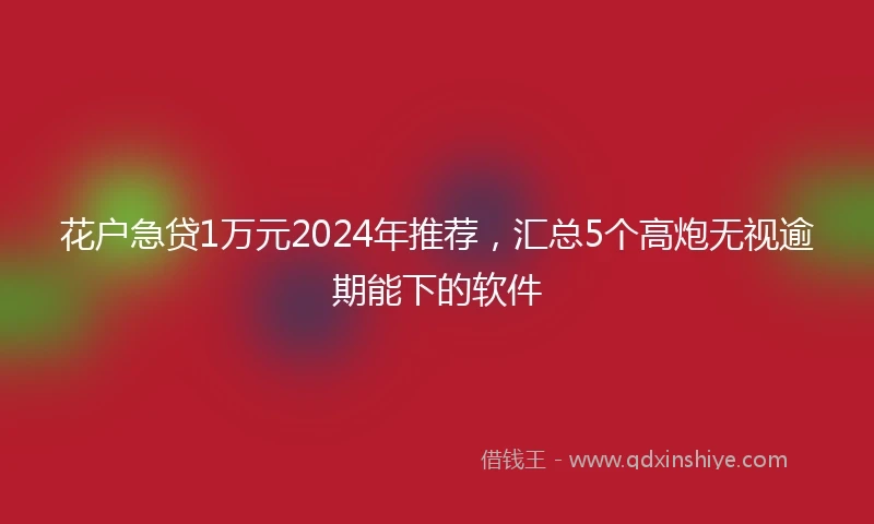 花户急贷1万元2024年推荐，汇总5个高炮无视逾期能下的软件