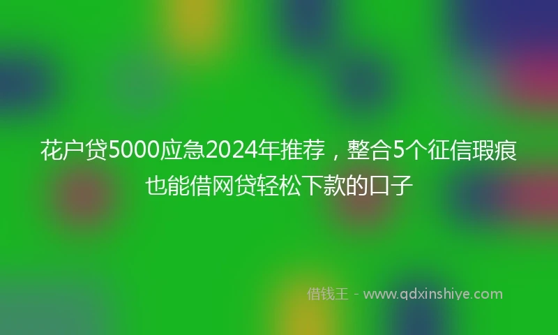 花户贷5000应急2024年推荐，整合5个征信瑕疵也能借网贷轻松下款的口子