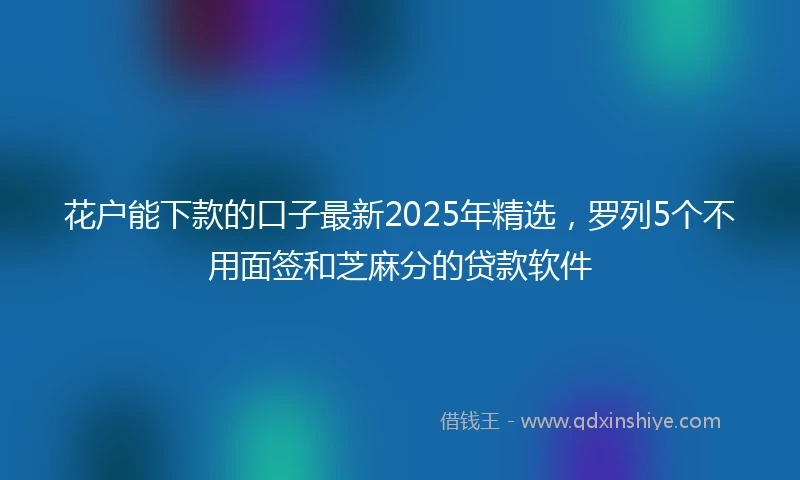 花户能下款的口子最新2025年精选，罗列5个不用面签和芝麻分的贷款软件