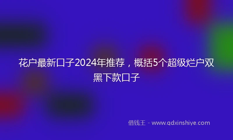 花户最新口子2024年推荐，概括5个超级烂户双黑下款口子