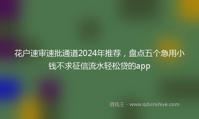 花户速审速批通道2024年推荐，盘点五个急用小钱不求征信流水轻松贷的app