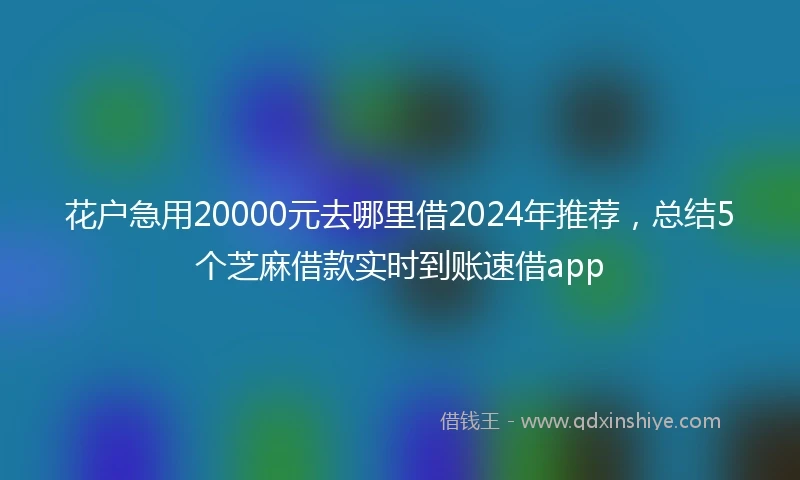 花户急用20000元去哪里借2024年推荐，总结5个芝麻借款实时到账速借app