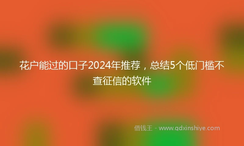 花户能过的口子2024年推荐，总结5个低门槛不查征信的软件