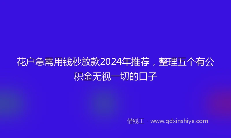 花户急需用钱秒放款2024年推荐，整理五个有公积金无视一切的口子
