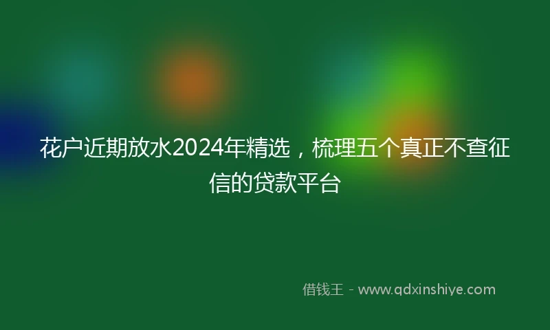 花户近期放水2024年精选，梳理五个真正不查征信的贷款平台