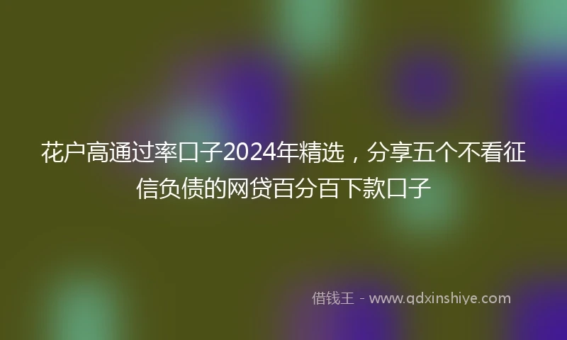 花户高通过率口子2024年精选，分享五个不看征信负债的网贷百分百下款口子
