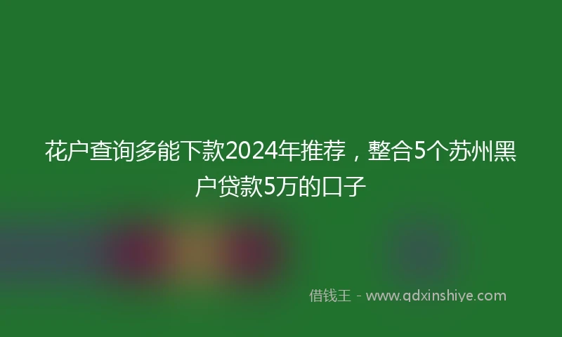 花户查询多能下款2024年推荐，整合5个苏州黑户贷款5万的口子