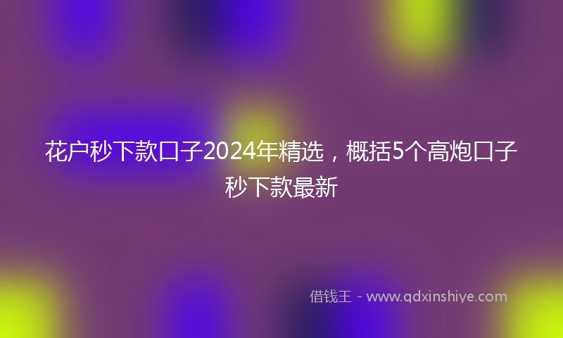 花户秒下款口子2024年精选，概括5个高炮口子秒下款最新