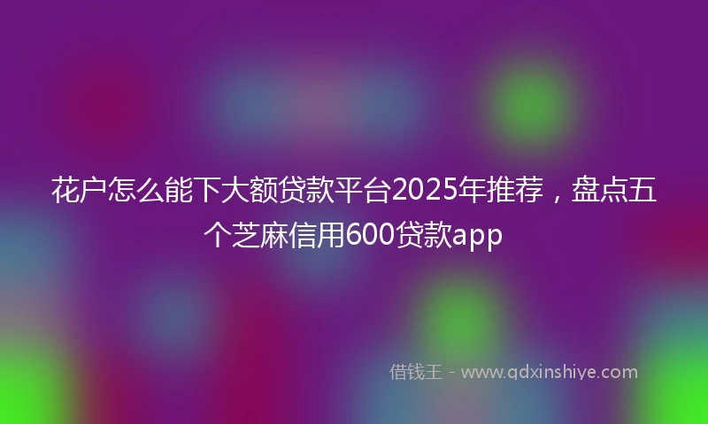 花户怎么能下大额贷款平台2025年推荐，盘点五个芝麻信用600贷款app