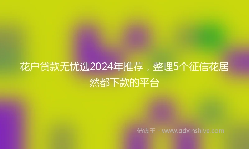 花户贷款无忧选2024年推荐，整理5个征信花居然都下款的平台