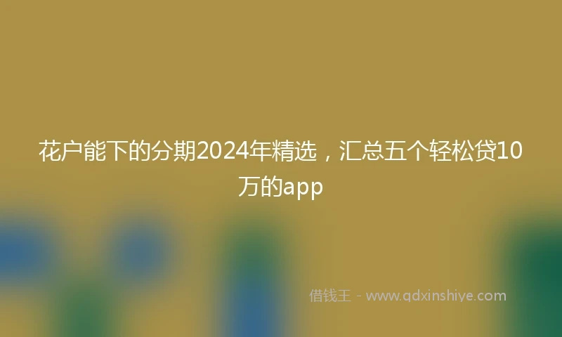 花户能下的分期2024年精选，汇总五个轻松贷10万的app