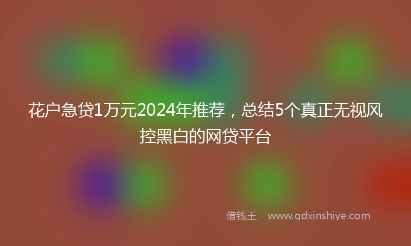 花户急贷1万元2024年推荐，总结5个真正无视风控黑白的网贷平台