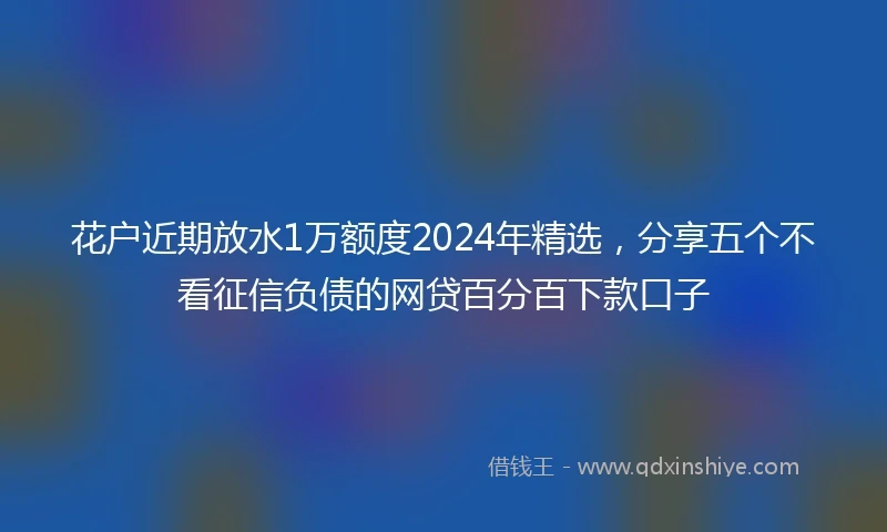 花户近期放水1万额度2024年精选，分享五个不看征信负债的网贷百分百下款口子