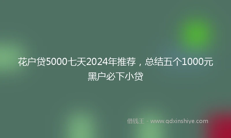 花户贷5000七天2024年推荐，总结五个1000元黑户必下小贷