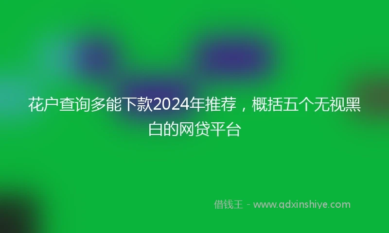 花户查询多能下款2024年推荐，概括五个无视黑白的网贷平台