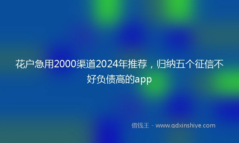 花户急用2000渠道2024年推荐，归纳五个征信不好负债高的app