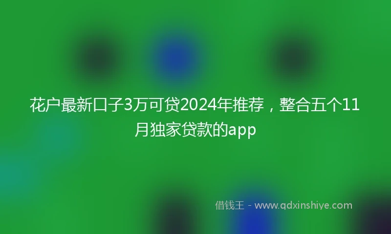 花户最新口子3万可贷2024年推荐，整合五个11月独家贷款的app
