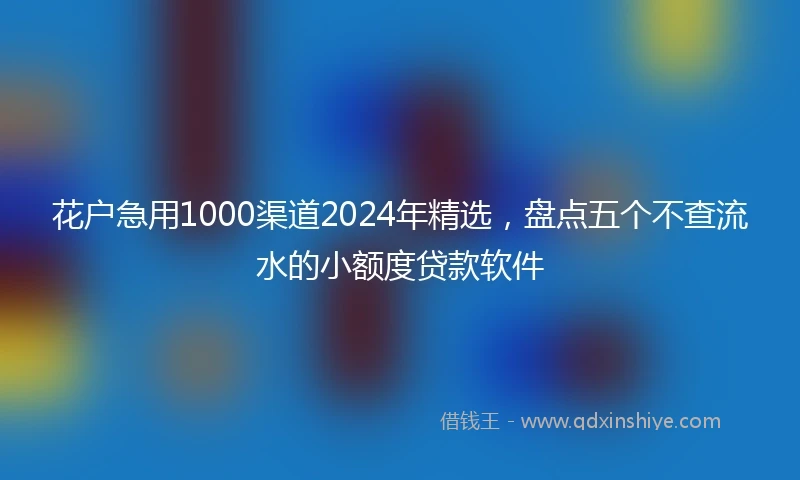 花户急用1000渠道2024年精选，盘点五个不查流水的小额度贷款软件