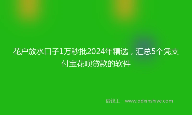 花户放水口子1万秒批2024年精选，汇总5个凭支付宝花呗贷款的软件