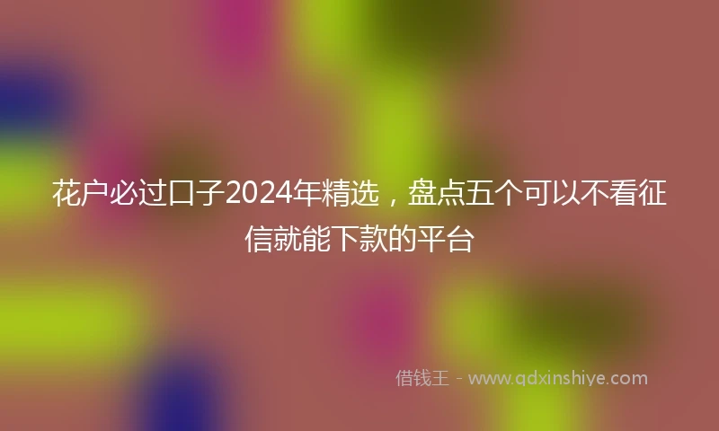 花户必过口子2024年精选，盘点五个可以不看征信就能下款的平台