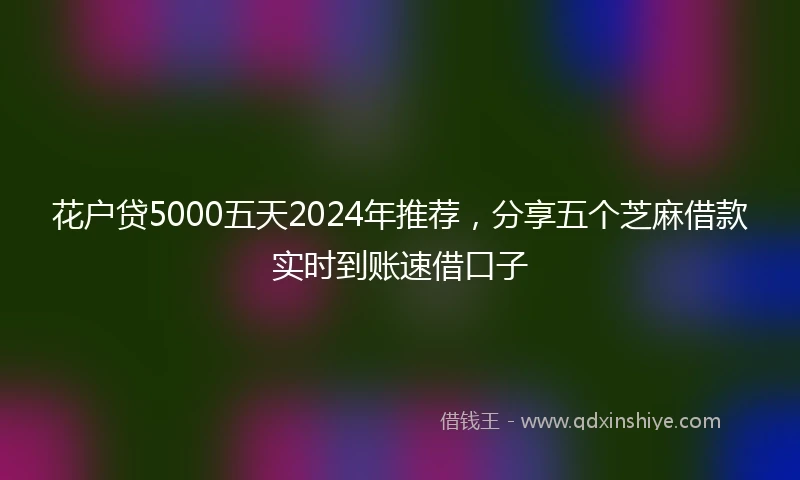 花户贷5000五天2024年推荐，分享五个芝麻借款实时到账速借口子