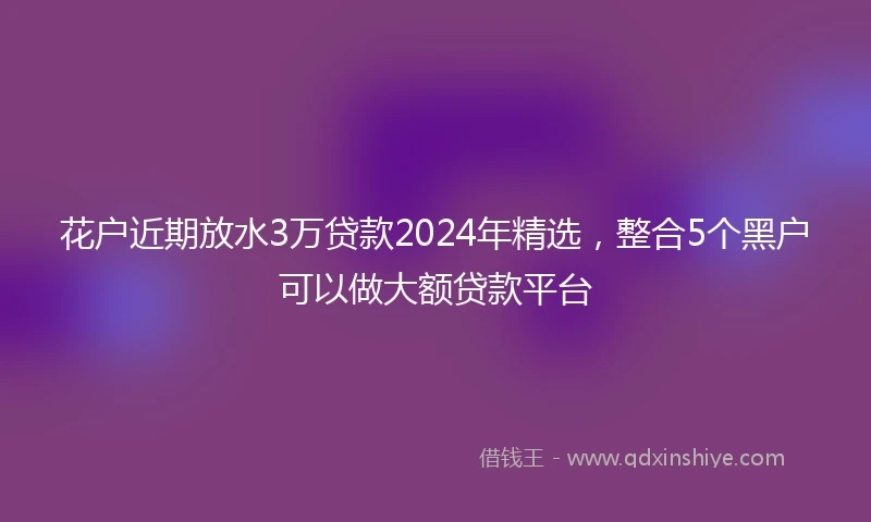 花户近期放水3万贷款2024年精选，整合5个黑户可以做大额贷款平台
