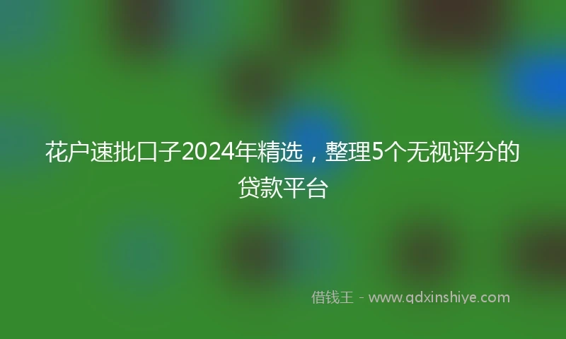 花户速批口子2024年精选，整理5个无视评分的贷款平台