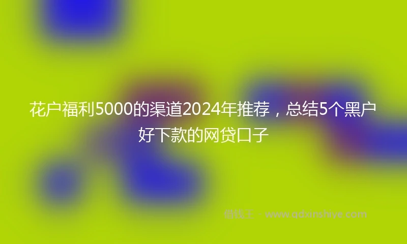 花户福利5000的渠道2024年推荐，总结5个黑户好下款的网贷口子