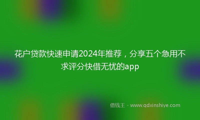 花户贷款快速申请2024年推荐，分享五个急用不求评分快借无忧的app
