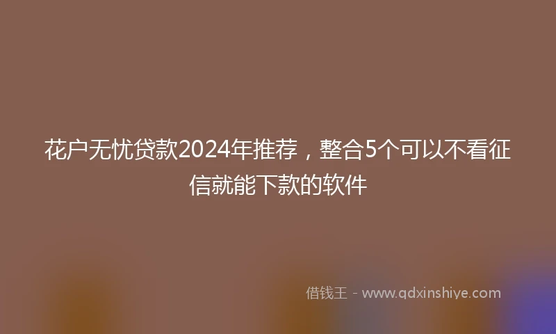 花户无忧贷款2024年推荐，整合5个可以不看征信就能下款的软件